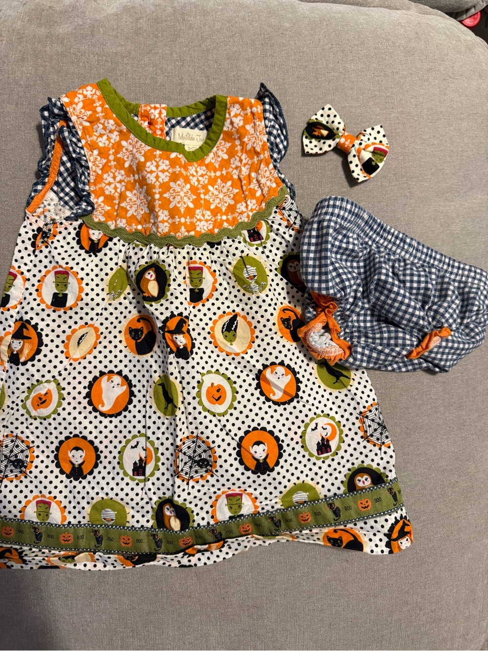 Matilda Jane Halloween Party Dress with bloomers and bow